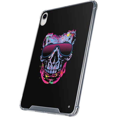 Liquid Blue Neon Skull with Glasses iPad 11th Gen (2025) Clear Case