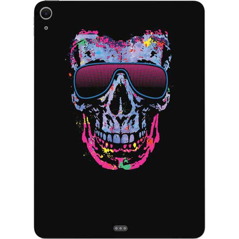 Liquid Blue Neon Skull with Glasses Apple iPad Air Skin