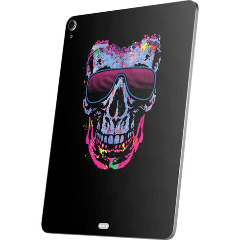 Liquid Blue Neon Skull with Glasses Apple iPad Air Skin
