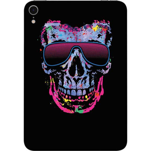 Liquid Blue Neon Skull with Glasses Apple iPad Mini Skin