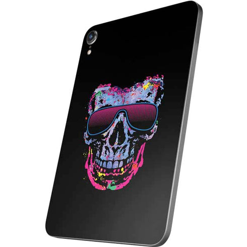 Liquid Blue Neon Skull with Glasses Apple iPad Mini Skin
