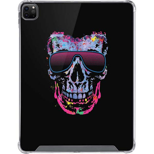 Liquid Blue Neon Skull with Glasses iPad Cases