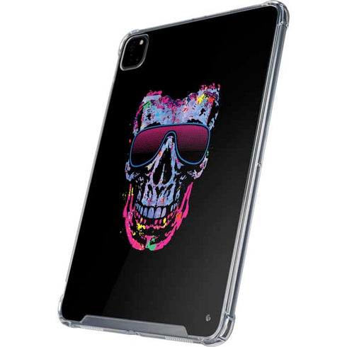 Liquid Blue Neon Skull with Glasses iPad Cases