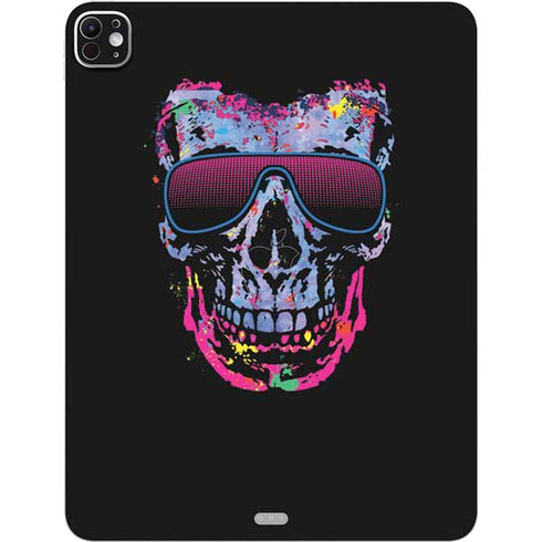 Liquid Blue Neon Skull with Glasses iPad Pro 13in M4 (2024) Skin