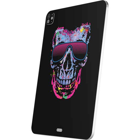 Liquid Blue Neon Skull with Glasses iPad Pro 13in M4 (2024) Skin