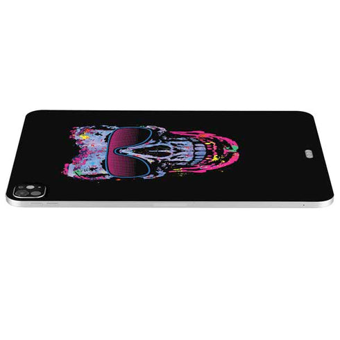 Liquid Blue Neon Skull with Glasses iPad Pro 13in M4 (2024) Skin