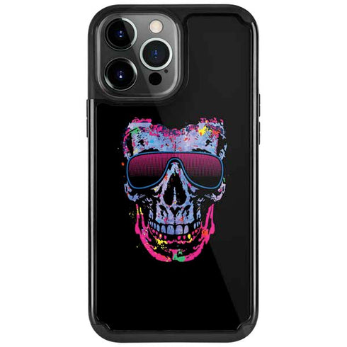 Liquid Blue Neon Skull with Glasses iPhone Cases