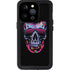 Liquid Blue Neon Skull with Glasses iPhone 15 Pro Waterproof Case