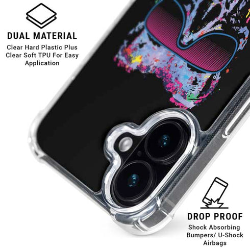 Liquid Blue Neon Skull with Glasses iPhone 16 MagSafe Case