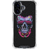 Liquid Blue Neon Skull with Glasses iPhone 16 Plus Clear Case