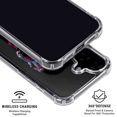 Liquid Blue Neon Skull with Glasses iPhone 16 Plus Clear Case