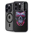 Liquid Blue Neon Skull with Glasses iPhone 16 Pro Max Kickstand Case