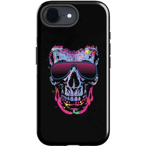 Liquid Blue Neon Skull with Glasses iPhone 16e Impact Case