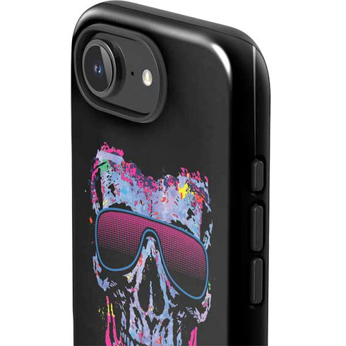 Liquid Blue Neon Skull with Glasses iPhone 16e Impact Case