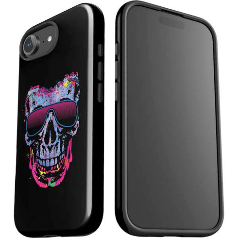Liquid Blue Neon Skull with Glasses iPhone 16e Impact Case