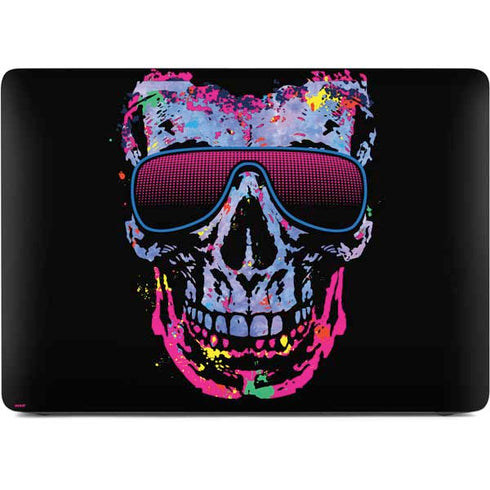 Liquid Blue Neon Skull with Glasses Apple MacBook Air Skin