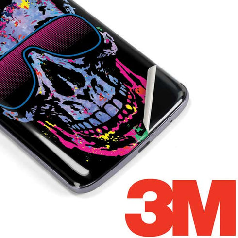 Liquid Blue Neon Skull with Glasses Moto E5 Plus Skin