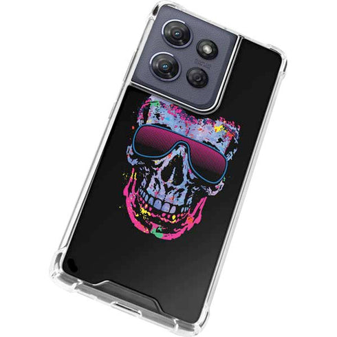 Liquid Blue Neon Skull with Glasses Moto G 5G (2025) Clear Case