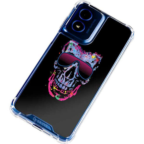 Liquid Blue Neon Skull with Glasses Moto G 5G (2024) Clear Case
