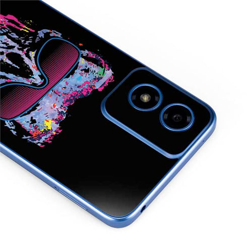 Liquid Blue Neon Skull with Glasses Moto G Play 4G (2024) Skin