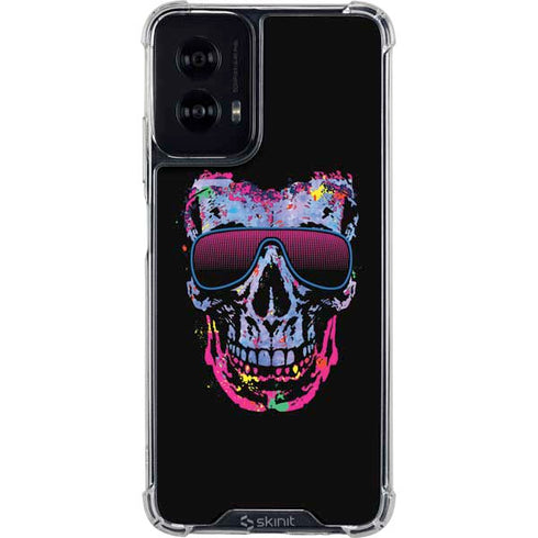 Liquid Blue Neon Skull with Glasses Moto G Power 5G (2024) Clear Case