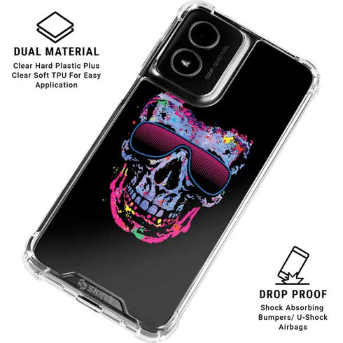 Liquid Blue Neon Skull with Glasses Moto G Power 5G (2024) Clear Case
