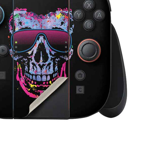 Liquid Blue Neon Skull with Glasses Nintendo Switch 2 (2025) Joy-Con Controller Skin