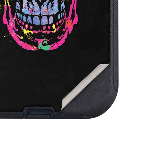 Liquid Blue Neon Skull with Glasses Otterbox Defender iPhone Skin