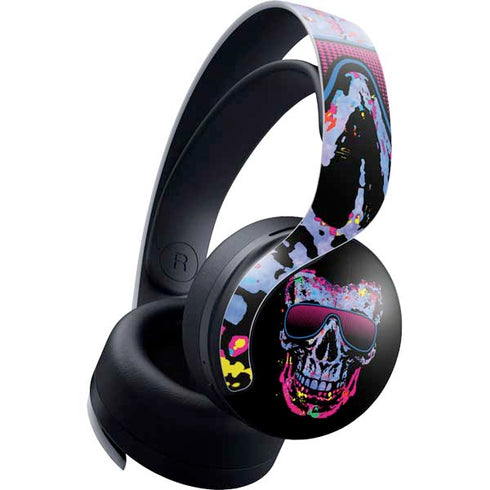 Liquid Blue Neon Skull with Glasses PlayStation PS5 Skins