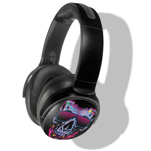 Liquid Blue Neon Skull with Glasses Skullcandy Venue Skin