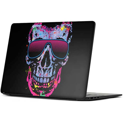 Liquid Blue Neon Skull with Glasses Surface Laptop 7 15in Skin