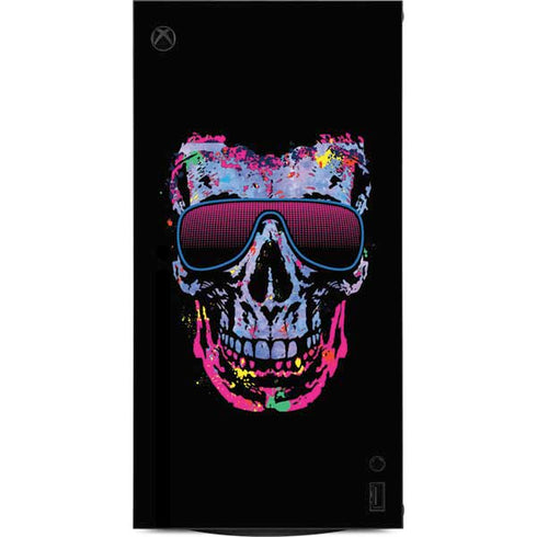 Liquid Blue Neon Skull with Glasses XBox Series X Digital Edition Console Skin
