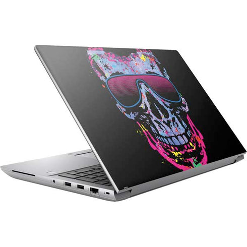Liquid Blue Neon Skull with Glasses HP ZBook Fury 16 G10 Skin