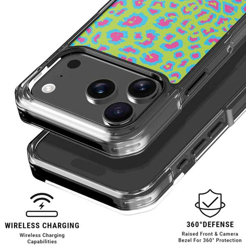 Neon Splash Leopard Animal Print Color Pop iPhone 18 Pro Clear Case
