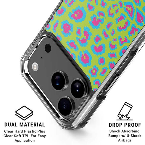 Neon Splash Leopard Animal Print Color Pop iPhone 18 Pro Clear Case