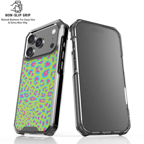 Neon Splash Leopard Animal Print Color Pop iPhone 18 Pro Clear Case