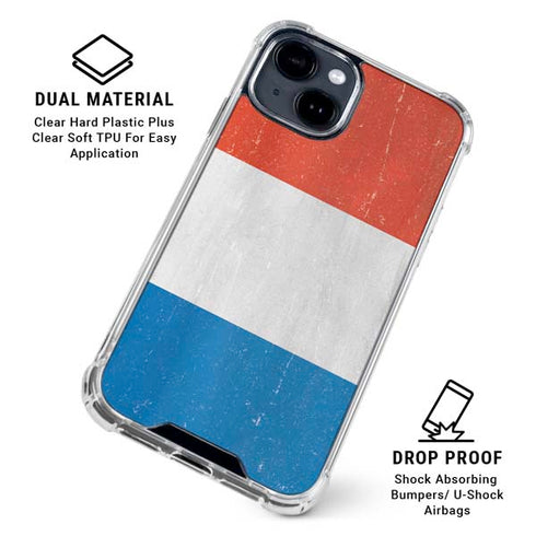Netherlands Flag Distressed iPhone 15 Clear Case