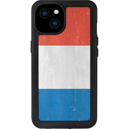 Netherlands Flag Distressed iPhone 15 Plus Waterproof Case