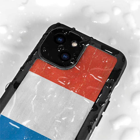 Netherlands Flag Distressed iPhone 15 Plus Waterproof Case