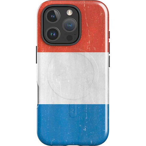 Netherlands Flag Distressed iPhone 16 Pro Magsafe Impact Case