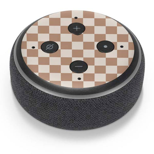 Neutral Checkered Amazon Echo Dot Skin