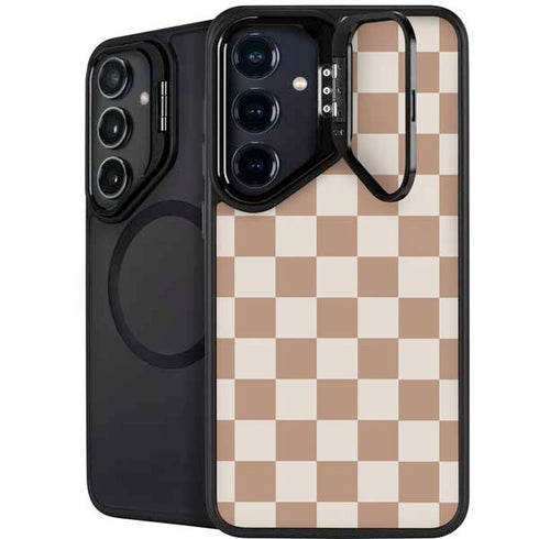Neutral Checkered Galaxy S25 Kickstand Case