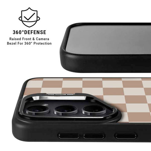 Neutral Checkered Galaxy S25 Kickstand Case