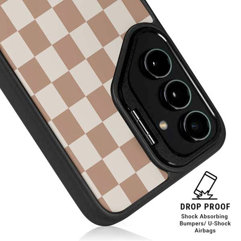 Neutral Checkered Galaxy S25 Kickstand Case