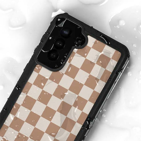 Neutral Checkered Galaxy S24 Plus Waterproof Case