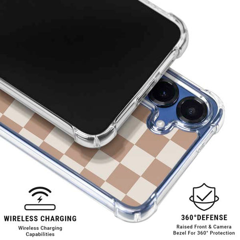 Neutral Checkered Galaxy S25 Clear Case
