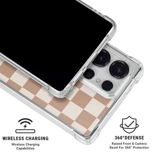 Neutral Checkered Galaxy S26 Ultra Clear Case