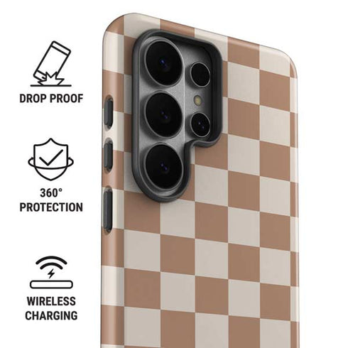 Neutral Checkered Galaxy S26 Ultra Impact Case
