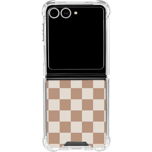 Neutral Checkered Galaxy Z Flip7 Clear Case