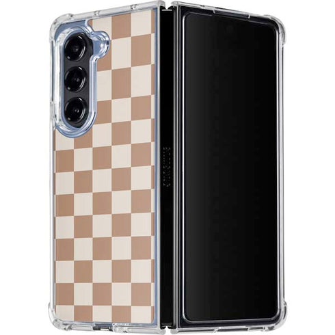 Neutral Checkered Galaxy Z Fold5 5G Clear Case